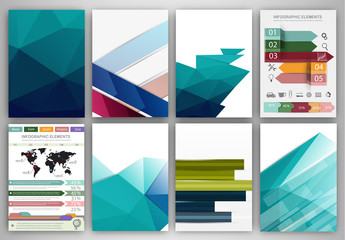 Blue creative backgrounds and abstract concept vector icons