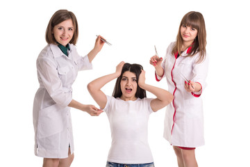 Two doctors and a patient in shock