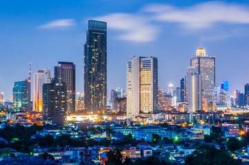 Naklejka premium Twilight view bangkok city.
