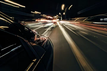 Crédence de cuisine en verre imprimé Voitures rapides Night driving abstract