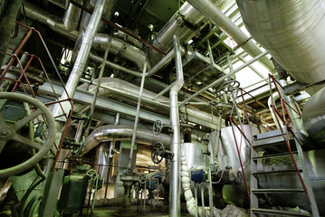 Industrial zone, Steel pipelines, valves and pumps