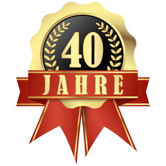 Jubilee button with banner and ribbons for 40 years