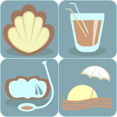 Summer and beach, vector icons