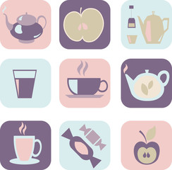 Drinking tea, vector icons