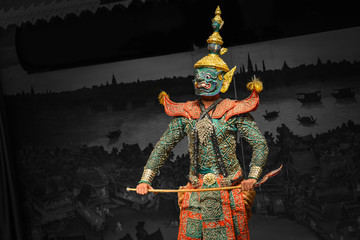 Native Thai style mask, use in royal performance, Khon. 
