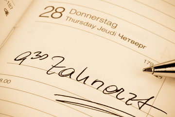 Eintrag im Kalender: Zahnarzt