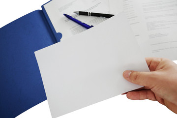 Notizzettel leer mit Bewerbungsmappe