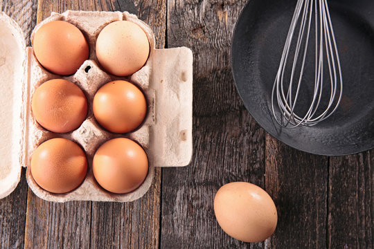 fresh egg and pan
