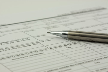 Close up of an application form