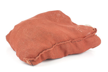 Red sack on white background
