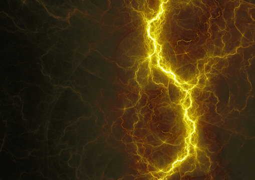 Hot golden lightning, electrical background