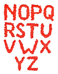 Red heart font. A lot of hearts in the form of letters.