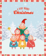 New year greeting card with christmas angels