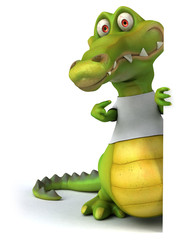 Fototapeta premium Crocodile with a white tshirt