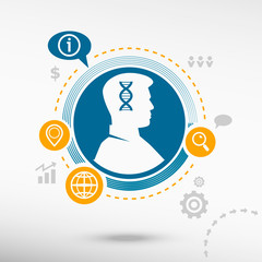 DNA icon and male avatar profile picture