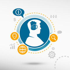 Beer mug icon and male avatar profile picture