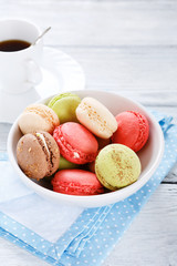 Macaroon different colors in a bowl