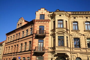 Fototapeta na wymiar Bricks buildings in the city center of Vilnius