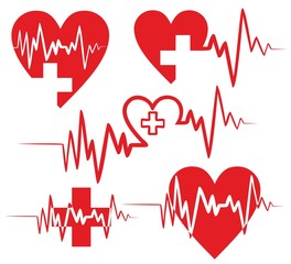 heart Logos with the cardiogram.