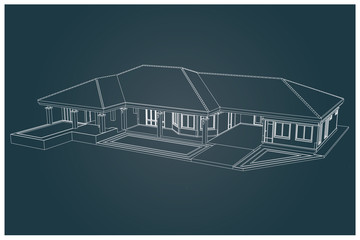3D vector of house with isolated on white background