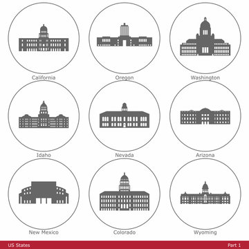 US States - symbolized by the State Capitols (Part 1)
