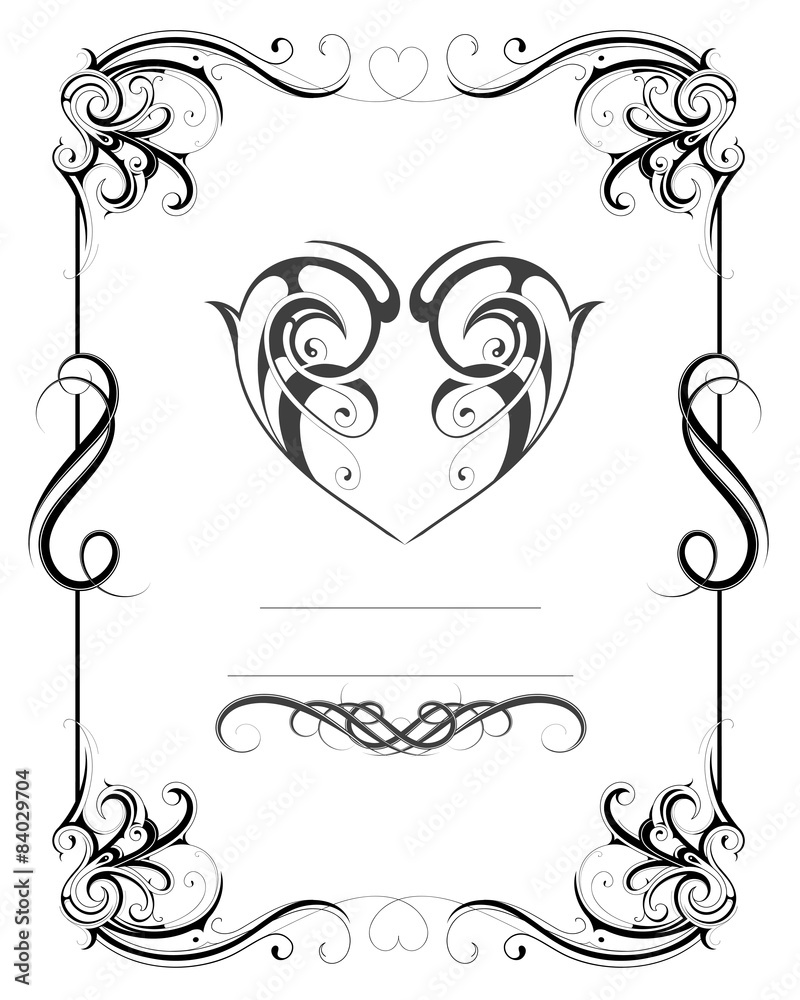 Wall mural vintage frame with heart shape