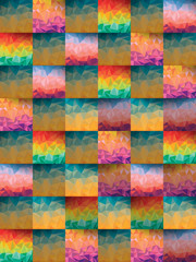 Abstract colorful background with squares and triangles.