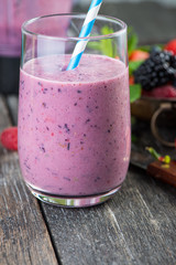 Homemade antioxidant summer fruits smoothie