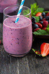 Homemade antioxidant summer fruits smoothie