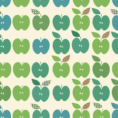 Green apples in hipster style on mint background