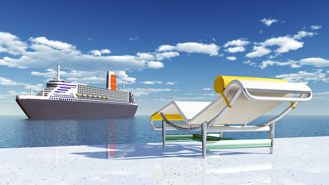 Deck chair and cruise ship