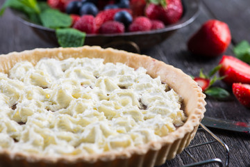 Homemade tart with fresh berries summer fruit