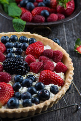 Homemade tart with fresh berries summer fruit