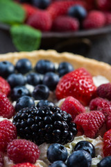Homemade tart with fresh berries summer fruit