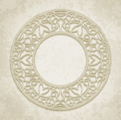 Circle lace ornament, round ornamental geometric doily pattern w