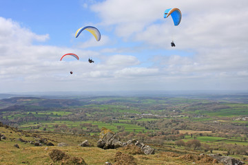 Paragliders over Dartmoor