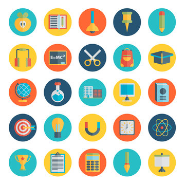 Flat style, education and e-learning vector illustrations