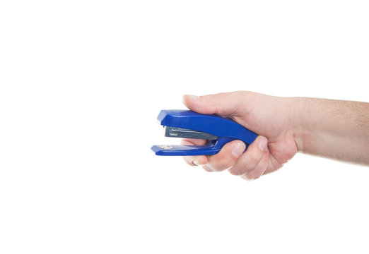 Hand holding stapler
