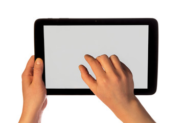Hands using tablet pc