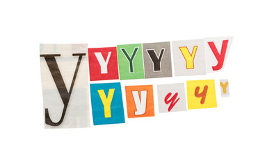 Letters Y from newspapers
