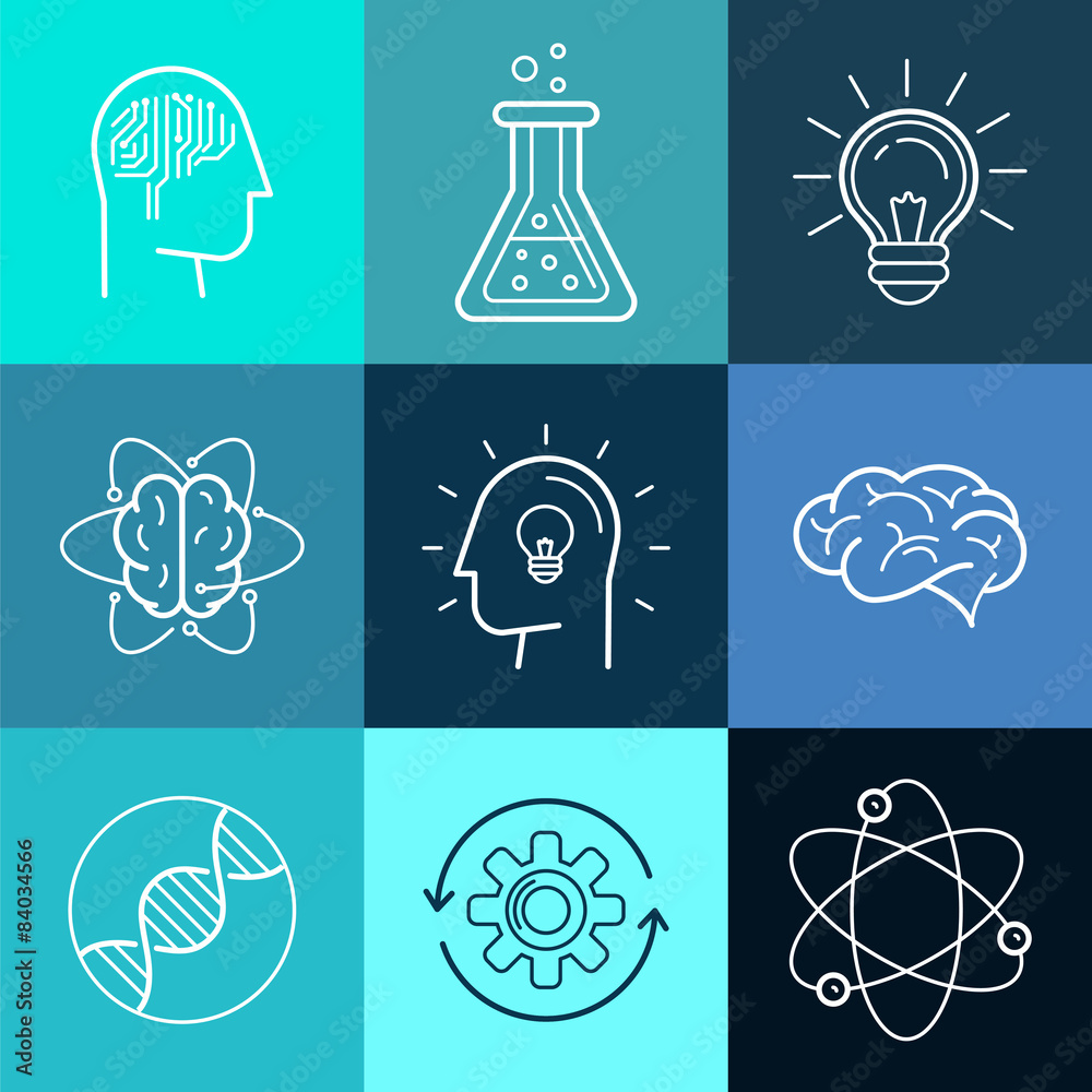 Poster vector icons and signs in trendy linear style