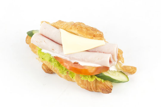 croissant sandwich with ham cheese