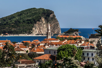 Obraz premium Panoramic view of medieval town Budva. Montenegro, Europe. 
