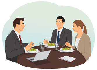 Business people are meeting and eating their lunch