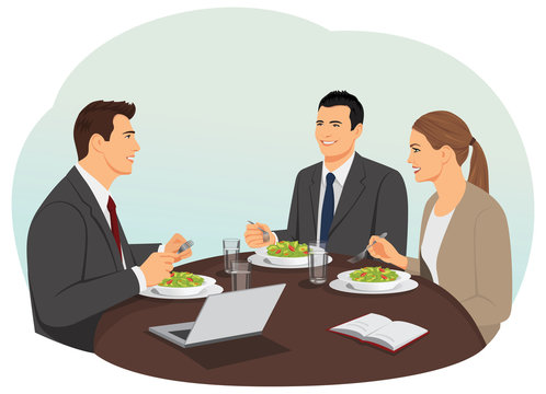 Business people are meeting and eating their lunch