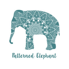 Mandala patterned vector elephant. Indian motives