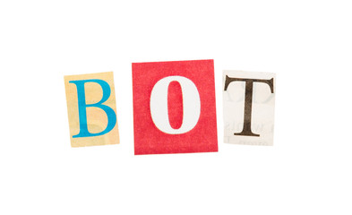 Bot inscription from cut out letters