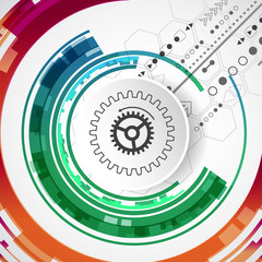 Abstract technological background with various elements.