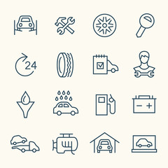 Car service line icon set