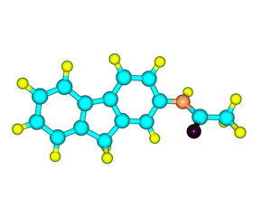 2-Acetylaminofluorene molecule isolated on white